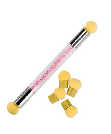 Professional Double-Ended DIY Gradient Pen Crystal Acrylic Handle Shading Pen Nail Art Tools with 4 Sponge Replacement