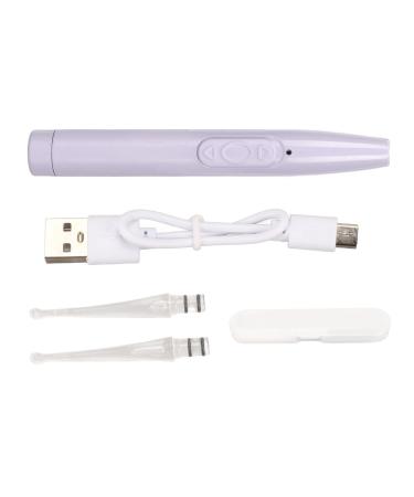 Kids Ear Wax Removal Spoon USB Rechargeable Ear Cleaner Safe Flashlight Round Tip LED Ear Pick Spoon with Storage Case Purple for Adults Kids