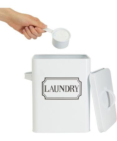 Laundry Detergent Container - White Canister with Scoop for Powder, Beads, Pods - 100 oz Capacity - Bathroom Storage Organizer - Buy Online on SooperMarket.com