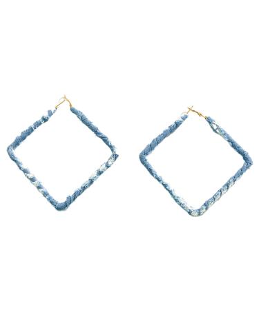 Feyleie denim's ear hoops earring stylish denims caliko ear hoop earring simple round earrings for women girls exaggerated winding hoop earring jewelry s square
