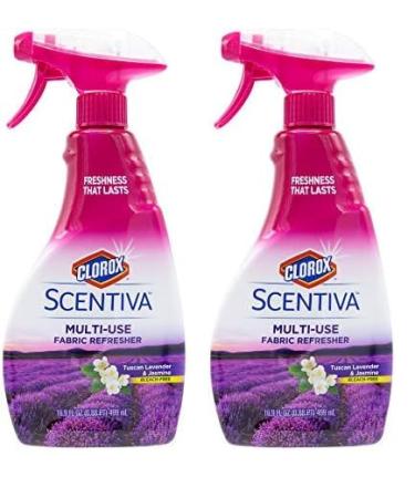 Clorox Scentiva Multi-Use Fabric Refresher Spray | Fabric Freshener for Closets Upholstery Curtains and Carpets | Tuscan Lavender & Jasmine | 16.9 Ounces (Pack of 2)