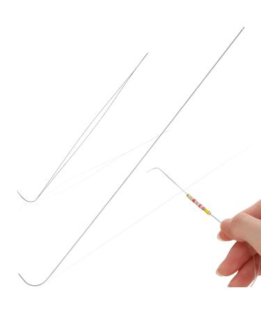 2 Pieces Stainless Steel Curved Needles, Include 4.5 Inch Curved Big Eye Beading Needle and 7.5 Inch Curved Bead Spinner Needle for Jewelry Making String Bead