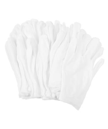 Beavorty 12 Pairs Washable Cotton Gloves Cotton Gloves Cotton Jewelry Gloves Jewelry Cotton Gloves Watch Jewelry Gloves Cotton Gloves for Dry Hands Glove Liners Work Heavy White Coin 21x11x7cm