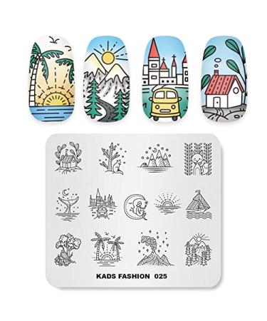 Alexnailart Nail Stamping Printing Plate Template Image Plate Stamper Scraper Starry sky Moon Tree Pattern Nail Art Decoration DIY Print Manicure Design FA025