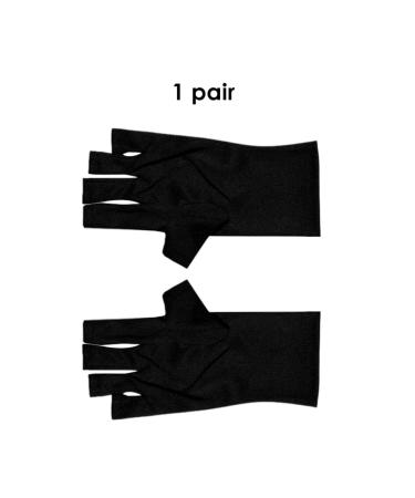 Anti UV Gloves Sunblock Gloves UV Shield Protection Fingerless Gloves for Gel Nail Lamp 1Pair Black - Buy Online on SooperMarket.com