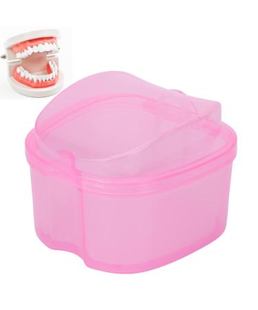 Denture Container with Sieve - Pink Retainer Cleaner & Soaking Cup for Braces | Durable Denture Bath for Cleaning & Storage - Buy Online on SooperMarket.com