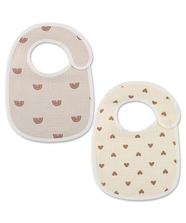 ISAKEN 2 Pieces Baby Bibs Baby Feeding Bibs Waterproof Baby Burp Cloth Waterproof Baby Teething Bibs Bandana Drool Baby Burp Cloth Bibs #009