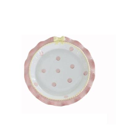Dinnerware Dishes Plates Cartoon Pink Ceramic Dinner Plate with Bow Home Plate Fruit Plate Oatmeal Plate Yogurt Plate High Temperature Resistant Deep Dish Kitchen Tableware Dinner Restaurant Family Pa Oak