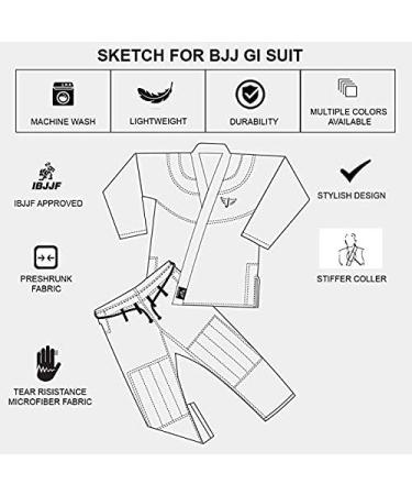 Jayefo Kids Brazilian Jiu Jitsu GI for Boys and Girls | Lightweight IBJJF Legal BJJ Gi for Children | Soft Preshrunk Grappling Youth MMA Kimono with Free White Belt - 1 Year Warranty | White/Gold K00 - Buy Online on SooperMarket.com