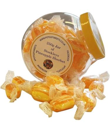 Stockleys 250g Sherbet Pineapple Sweets in Cookie Jar - Individually Wrapped - Buy Online on SooperMarket.com