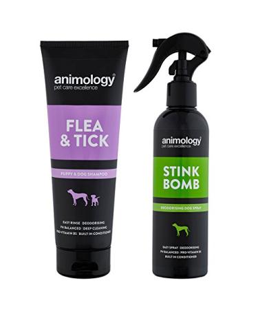 Animology Flea&Tick Puppy&Dog Shampoo and Stink Bomb Refreshing Dog Spray Set