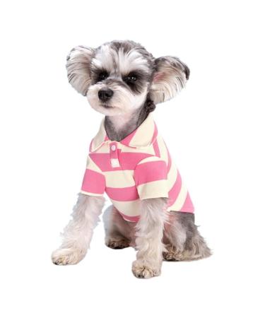 Polo shirt for small dogs two-legged strip shirt puppy costume summer t shirt fashionable clothing for bichon French bull dog dog shirt striped dog shirt breathable pink 4xl large