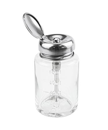 LNQ LUNIQI Glass Pump Dispenser 1 Piece Empty Nail Polish Remover Bottle 80 ml Nail Polish Remover Pump Bottle Push Down Pump Dispenser with Stainless Steel Cap Transparent