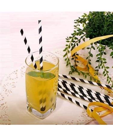 Black White Paper Straws Pack of 100 Black Stripe Cocktail Drinking Straws Biodegradable Disposable 6*197mm - Buy Online on SooperMarket.com