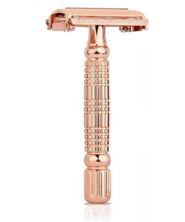 Kanzy Butterfly Rose Gold Safety Razor for Women & Men - Double Edge Single Blade Metal Reusable Shaving Kit for Perfect Shave - Buy Online on SooperMarket.com