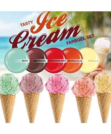 EuBeCos Tasty ICE CREAM color gel set 5 x 5ml IN STUDIO QUALITY! MADE IN GERMANY Self-smoothing in a VALUE SET!