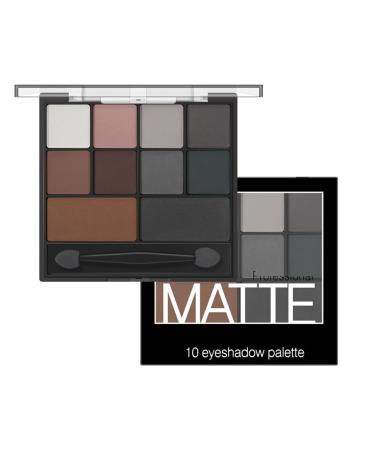 Eyeshadow Palette Full Matte Pallets 10 Eye Shadow Shades Smokey Makeup Set Intense Color Pressed Pigments With Dual-Ended Applicator Brush For Women Girls (Matte 02)
