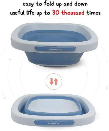 Babyhood Collapsible Wash Basin for Kids & Babies - Lightweight Portable Folding Basin for Baby Bottles, Breast Pump Parts - Ideal for Home, Kitchen, Camping - 2021 Blue - Buy Online on SooperMarket.com