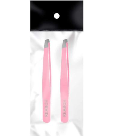 Remboh Professional Stainless Steel Slant Tweezers - Precision Eyebrow Tweezers (Pink, Pack of 2) - Buy Online on SooperMarket.com
