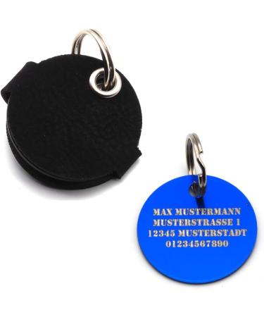 Personalized Dog Brand Pocket with Push Button - Engraved Synthetic Leather Tags in Blue Black Red Yellow | 30mm Control Space - Buy Online on SooperMarket.com