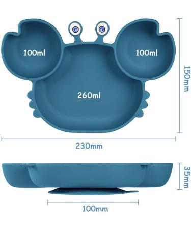 Vicloon Baby Suction Plate - Silicone Toddler Plate for Self Feeding Training - Non Slip Divided Plate for Highchairs - Dark Blue - Buy Online on SooperMarket.com