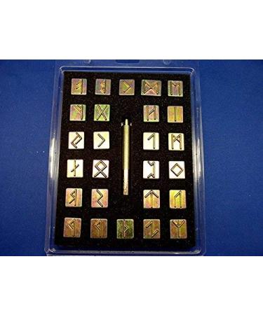 Tandy Leather Factory Runic / Celtic Alphabet Stamp Set 3/4 (with Stamping Handle)  Brass Type Color