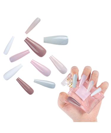 Luvadeyo Multicolor 100pcs Matte False Nails for Glue Medium Long Coffin False Nails Fake Nails Acrylic Nail Tip False NAILS Winter Color Multicoloured Mix 1