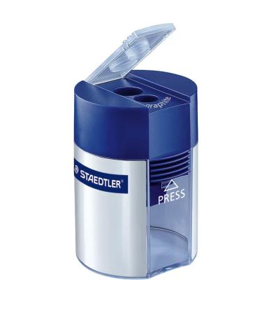 Staedtler Double Hole Pencil Sharpener Two Holes for Standard Pencils Large Colored Pencils and Makeup Pencils 512 006 1-pack Retail Packaging