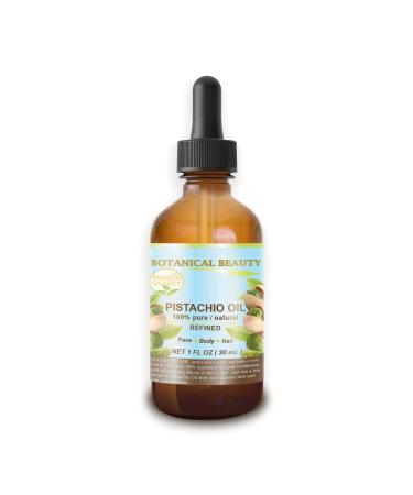 PISTACHIO OIL Italian Pistacia vera 100% Pure Natural Refined 1 Fl.oz.- 30 ml for FACE SKIN BODY HAIR NAILS FOOT CARE. Vitamin E Antioxidant Serum Skin Moisturizer by Botanical Beauty