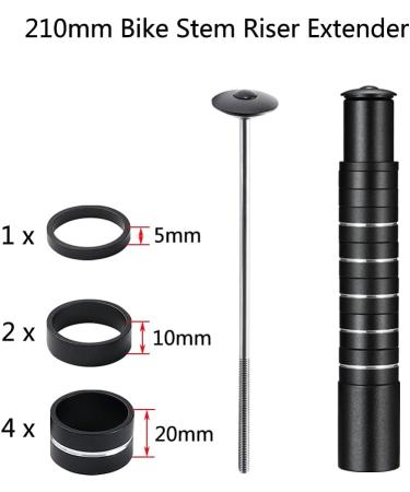Boenoea Bike Stem Riser Extender 115mm - Aluminum Alloy Handlebar Raiser for Mountain, Road, MTB, BMX, Fixie - Black - Buy Online on SooperMarket.com