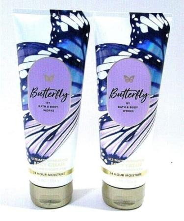 Bath and Body Works Butterfly Body Cream Ultimate Hydration Gift Set For Women 2 Pack 8 Oz. (Butterfly) Hibiscus 8 Ounce (Pack of 2)