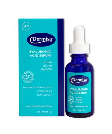 Dermisa Hyaluronic Acid Face Serum 1% Pure Hyaluronic Acid Vitamin B5 Beta-Glucan | Intense Moisturizer For All Skin Types | Paraben & Fragrance-Free