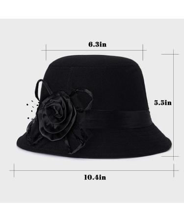Glamorstar Vintage Felt Cloche Hat - Winter Floral Fedora Bucket Hat in Black - Buy Online on SooperMarket.com