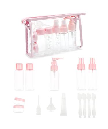 Siege 16 pieces of pink travel bottles leak -proof plastic fine fog liquid container for shampoo shower gel cosmetics cream