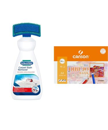 Dr. Beckmann Carpet Stain Remover | Removes New and Dried-in Stains | Includes Applicator Brush 650 ml & Guarro Canson A4 130 g 10 Pages Minipack