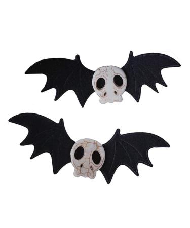 Halloween Decoration Dark Gothic Skull Bat Hair Clips Edge Clip Hairpin Fit For Cosplay Party Hallowmas 1 Pair