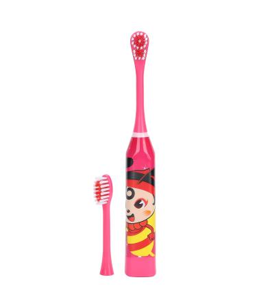 Children Electric Toothbrush Lovely Cartoon Pattern Teeth Cleaning Toothbrush Oral Care for children over 3years old(Red)