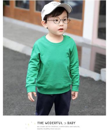 Taigood Boys Cotton Sweatshirt | Long Sleeve T-Shirt Pullover for Kids | Ages 1-7 | Green - Buy Online on SooperMarket.com