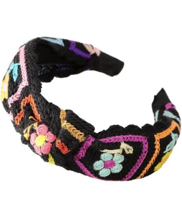 JSGHGDF Floral Knitted Headband for Women Stretch Turban Floral Crocheted Granny-square Ethnic Tie Head Wrap Headband Sun flower headband - Buy Online on SooperMarket.com