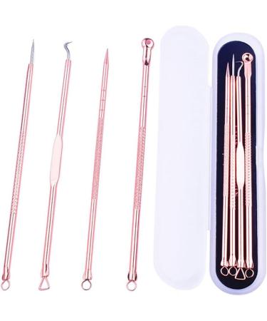 pimple extractor 4PCS/SET Blackhead Removal Tool Pimple Cleansing Tool Kit Stainless Steel Acne Pimple Extractor Acne Remover Tool With Box(Rose Gold) - Buy Online on SooperMarket.com