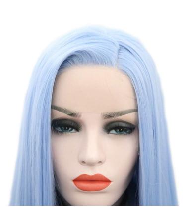 SHIYID Sky Blue Long Synthetic Lace Front Wig - Heat Resistant Silky Straight Fiber Hair for Women | Best Quality International Shipping - Buy Online on SooperMarket.com