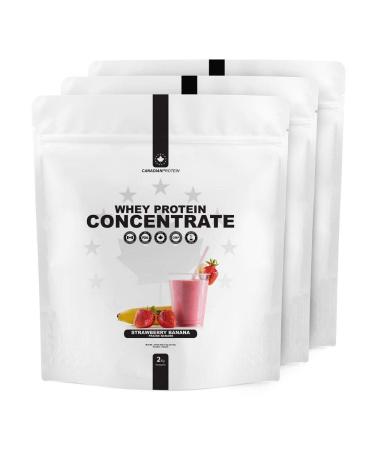 Canadian Protein Whey Concentrate 24g of Protein | 6 kg of Strawberry Banana Flavored Low Carb Keto Friendly Workout Recovery Drink | Protein Powder Rich in BCAA Amino Acids