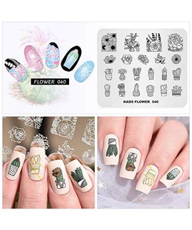 Nail Art Stamping Template - Cactus Flower Design | DIY Manicure Tool FL040 for Stunning Nail Designs | International Shipping - Buy Online on SooperMarket.com