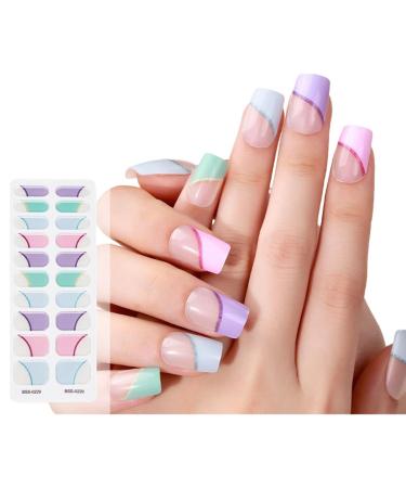 20 Pieces Semi Cured Gel Nail Strips Long Lasting Semi Cured Nail Stickers With Soft Glossy Gel Finish Gel Nail Sticker BSS0229