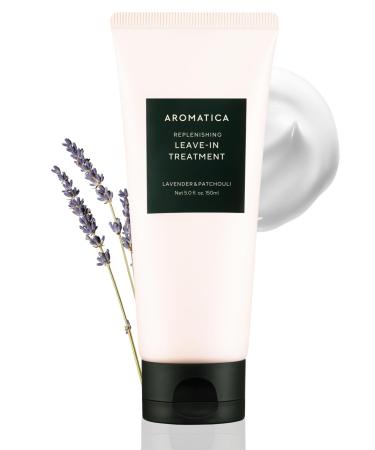 AROMATICA REPLENISHING LEAVE-IN TREATMENT LAVENDER & PATCHOULI 5.0fl oz/150ml - Silicone-Free Leave In Conditioner for Damaged Hair & Heat Protection No-Rinse Formula