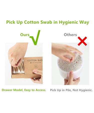 200 Count Eco-Friendly Bamboo Cotton Swabs | Wooden Buds with Double Tips | Plastic-Free & Natural | Kraft Paper Box (Drawer Box) Included - Buy Online on SooperMarket.com