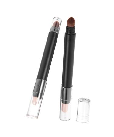 Gogogmee 2pcs Small Eyeshadow Double Ended Makeup Brush Eyeshadow Makeup Eye Shadow Makeup Black Abs