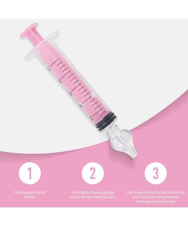 Nasal Irrigation for Baby - 2PCS Professional Nasal Syringe with Reusable Silicone Tip - Pink | Baby Nose Sucker for Nasal Hygiene - Buy Online on SooperMarket.com