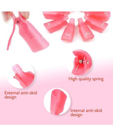 Hanyousheng Acrylic Gel Polish Clips - 10 PCS Nail Art Remover Soak Off UV Manicure Wrap Tool in Rose Red - Buy Online on SooperMarket.com