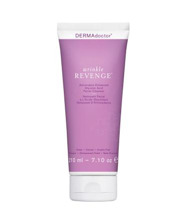 DERMAdoctor Wrinkle Revenge Dermatologist Formulated Antioxidant Enhanced Glycolic Acid Facial Cleanser Gentle Cream Exfoliating Face Wash for Men and Women - 7.10 oz